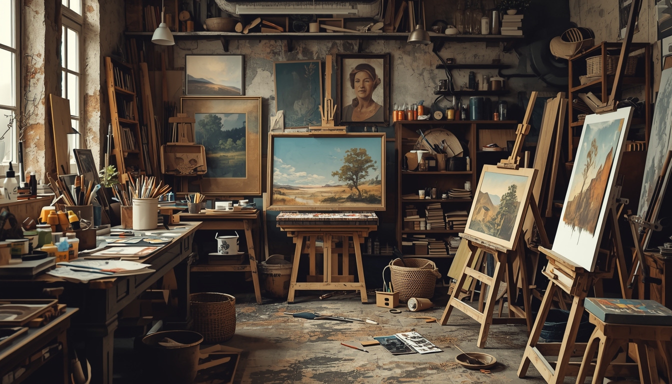 Taidetyöpaja maalausvälineineen